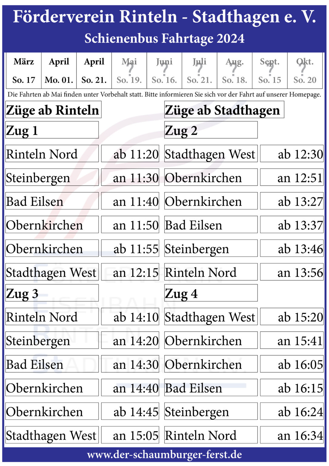 Fahrplan 2024 – Förderverein Eisenbahn Rinteln – Stadthagen E. V.